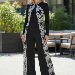 Jumpsuit With Attached Halter Overlay