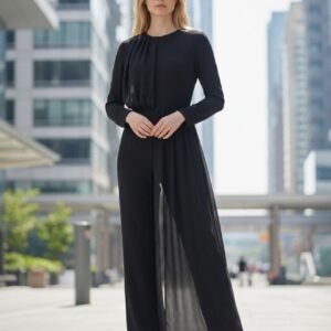 Jumpsuit With Pleated Overlay